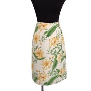 Vintage 90s 100% Silk Wrap Skirt Tropical Hawaiian Floral Sarong Skirt Womens M